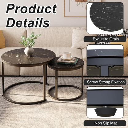 Runde Couchtische 2er-Set Beistelltisch 60 cm Wohnzimmer Schlafzimmer Wohnung