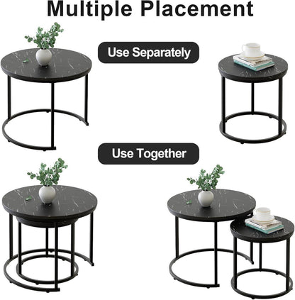 Runde Couchtische 2er-Set Beistelltisch 60 cm Wohnzimmer Schlafzimmer Wohnung
