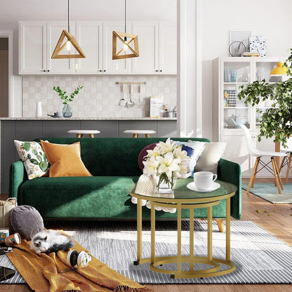 Runde Couchtische 2er Set Beistelltisch Metallrahmen Wohnzimmer