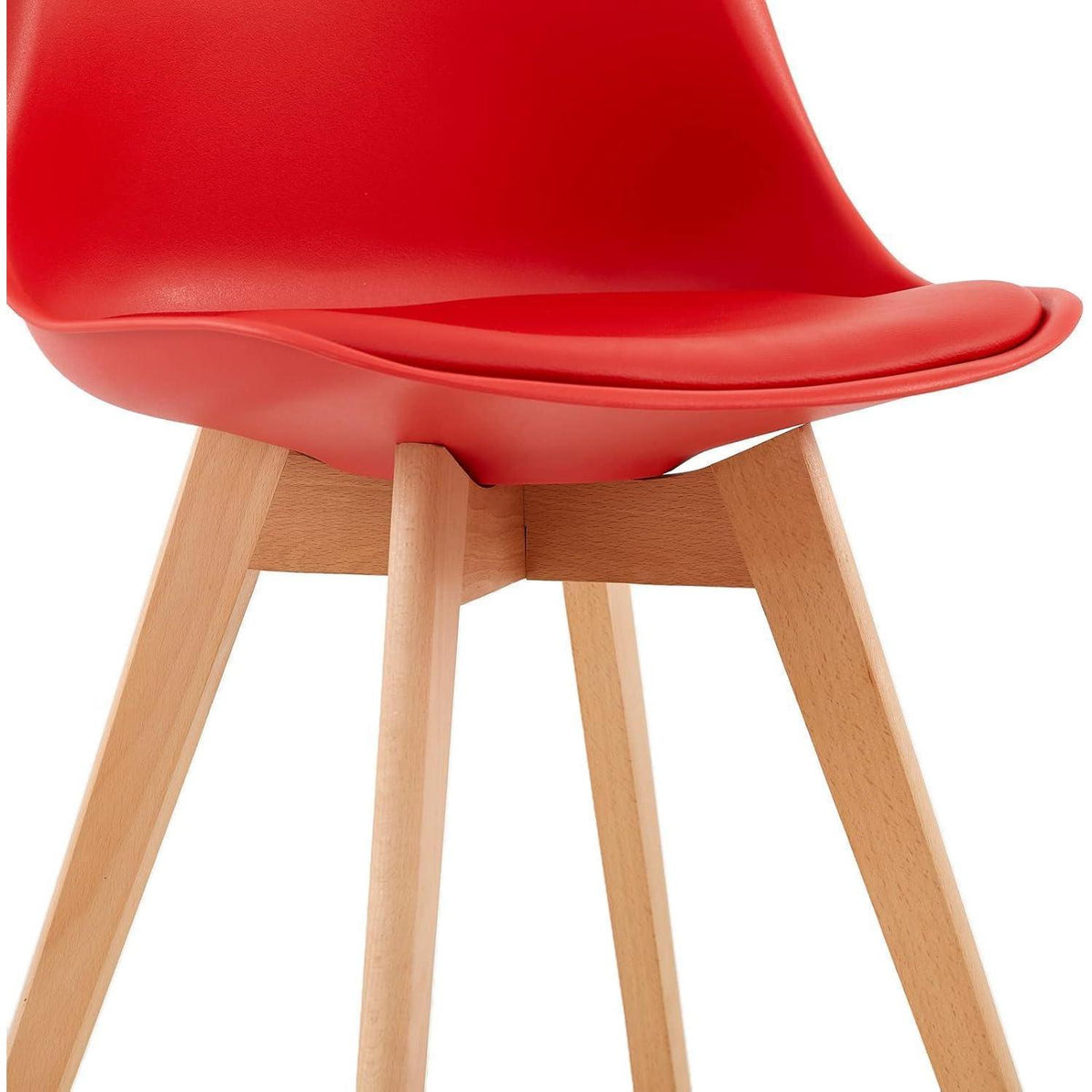 Esszimmergruppe weißer Tisch + 4 rote Stühle