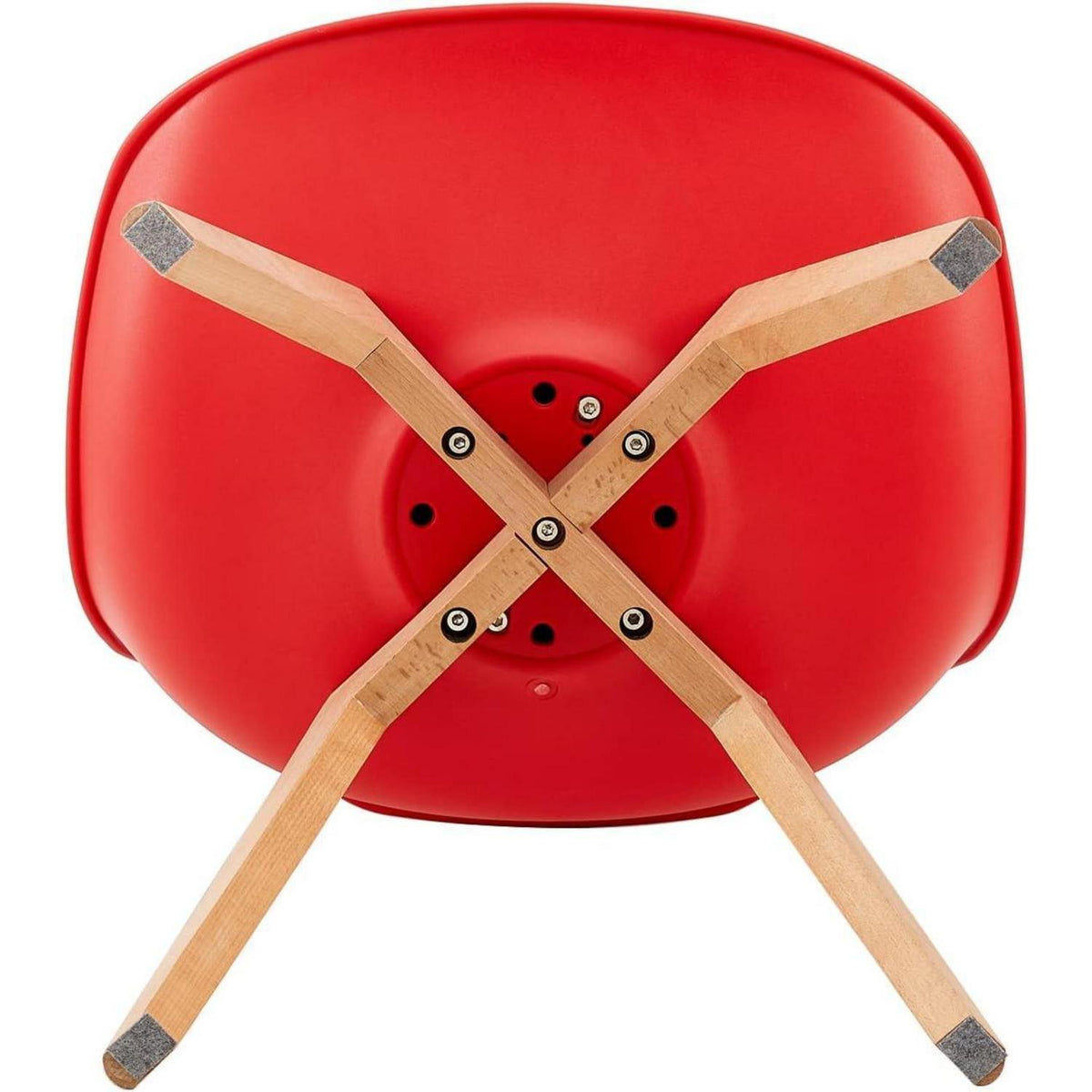 Esszimmergruppe weißer Tisch + 4 rote Stühle