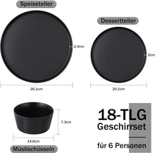 Homikit 18-tlg Geschirrset Steinzeug Mysterium Schwarz 6