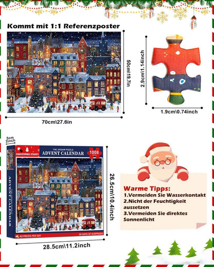 Adventskalender Puzzle 2024: 1008 Teile Weihnachtscountdown für Erwachsene und Kinder