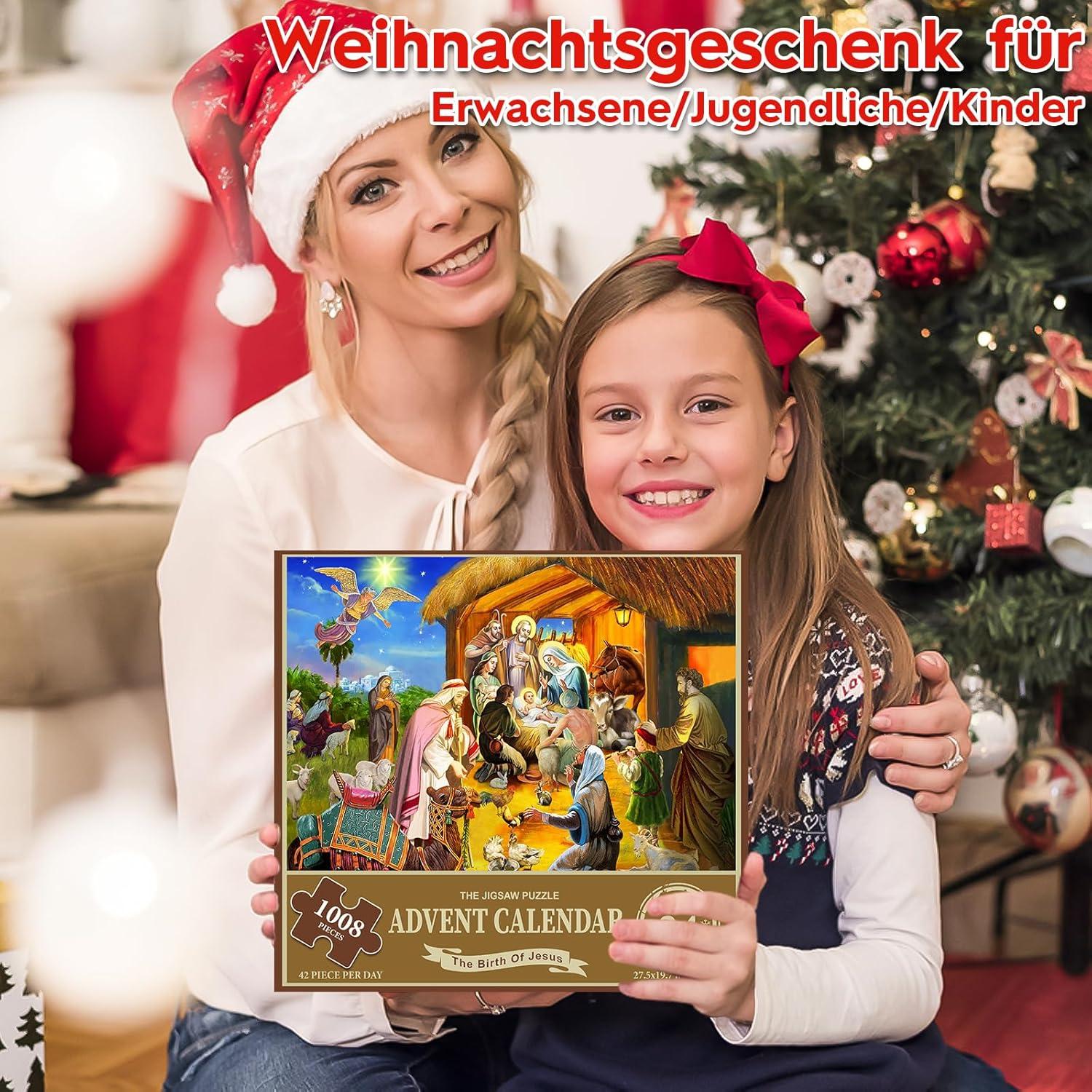 Weihnachten Puzzle Adventskalender Krippenszene 1008 Teile Braun