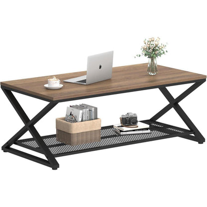 Couchtisch Holz mit Stauraum, rechteckig 120x60 cm, Eiche