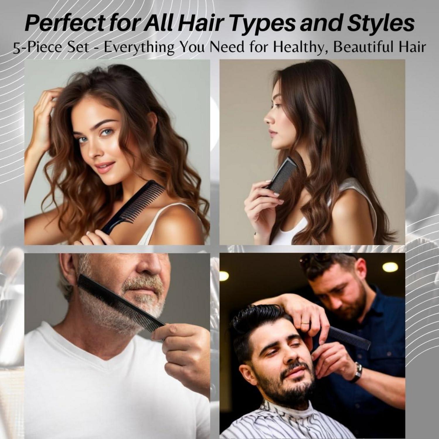 Professionelles 5PCS Haarkamm Set für Männer Frauen Friseur Salon Styling