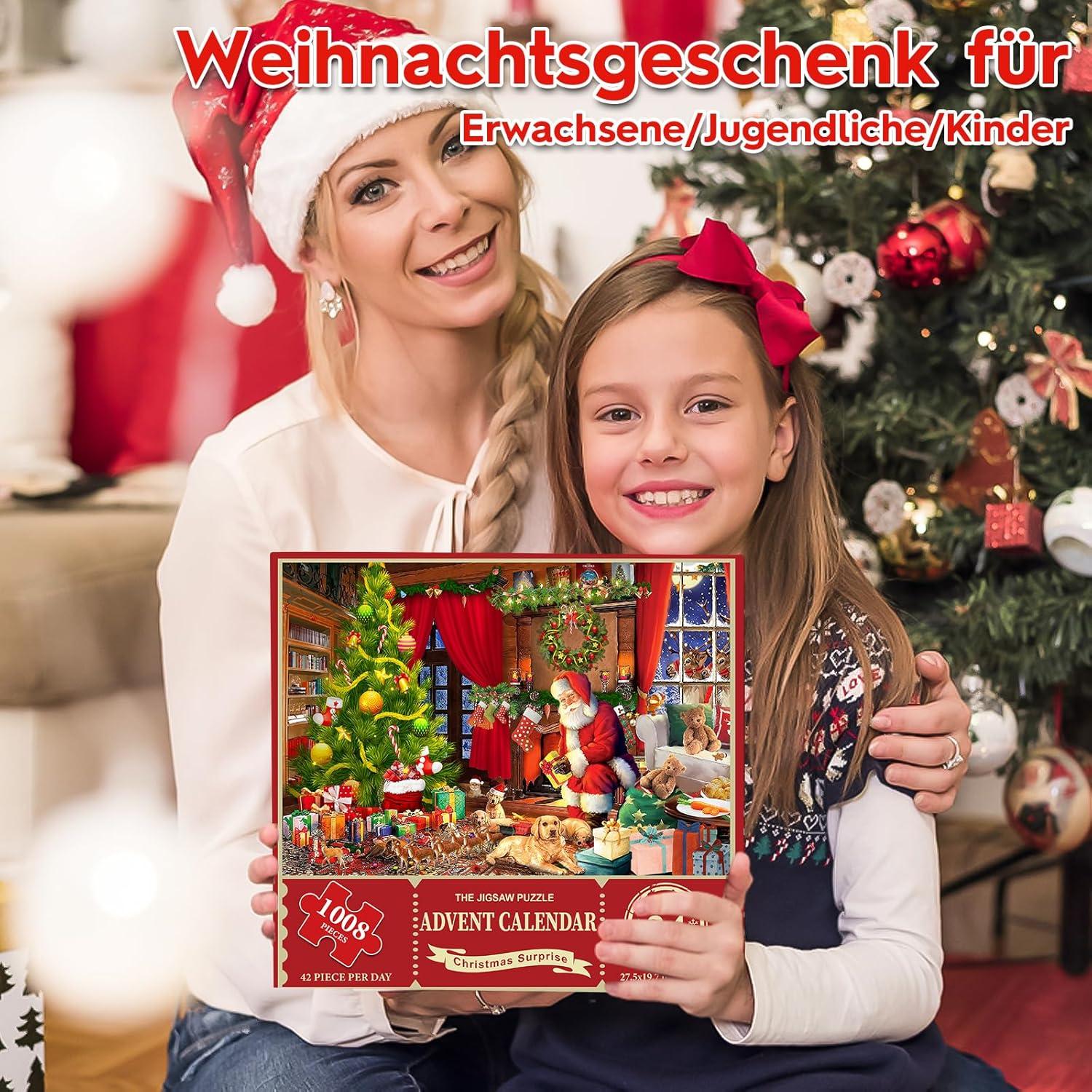 Adventskalender 2024 Weihnachts Puzzle 70x50cm 24 Boxen 1008 Teile