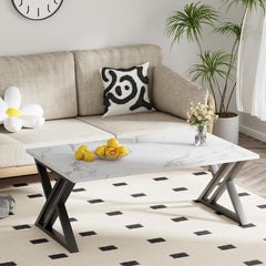 Moderner Couchtisch Schwarz Metallgestell 100x40x45cm