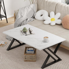 Rechteckiger Couchtisch mit schwarzem Metallrahmen, modernes Design, 100 x 40 x 45 cm
