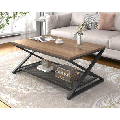 Couchtisch Holz mit Stauraum, Rechteckig 100x60 cm, Heller Eiche