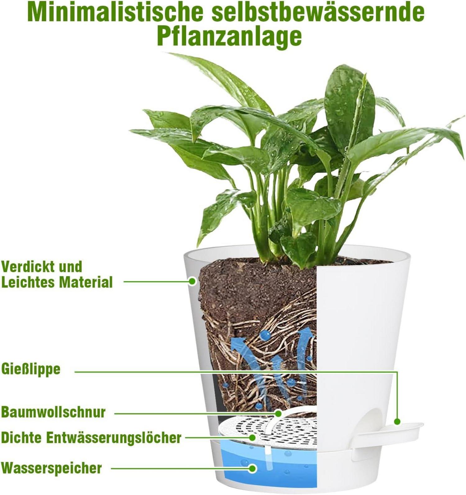 Selbstbewässernde Blumentöpfe Set für Innen und Balkon