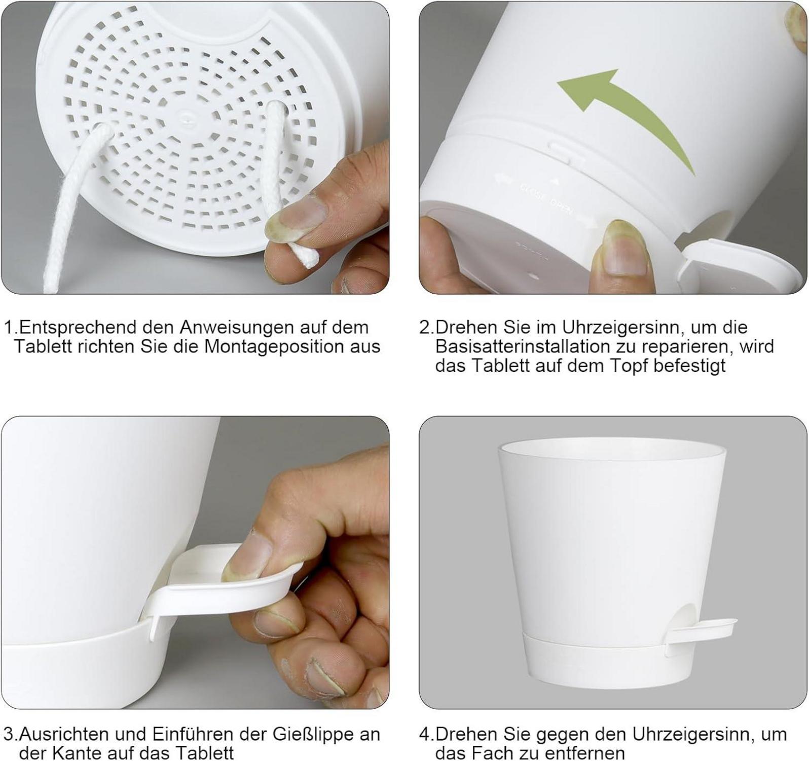 6er Set Blumentopf Selbstbewässernd 20.3-12.7cm Pure White