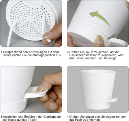 6er Set Blumentopf Selbstbewässernd 20.3-12.7cm Pure White
