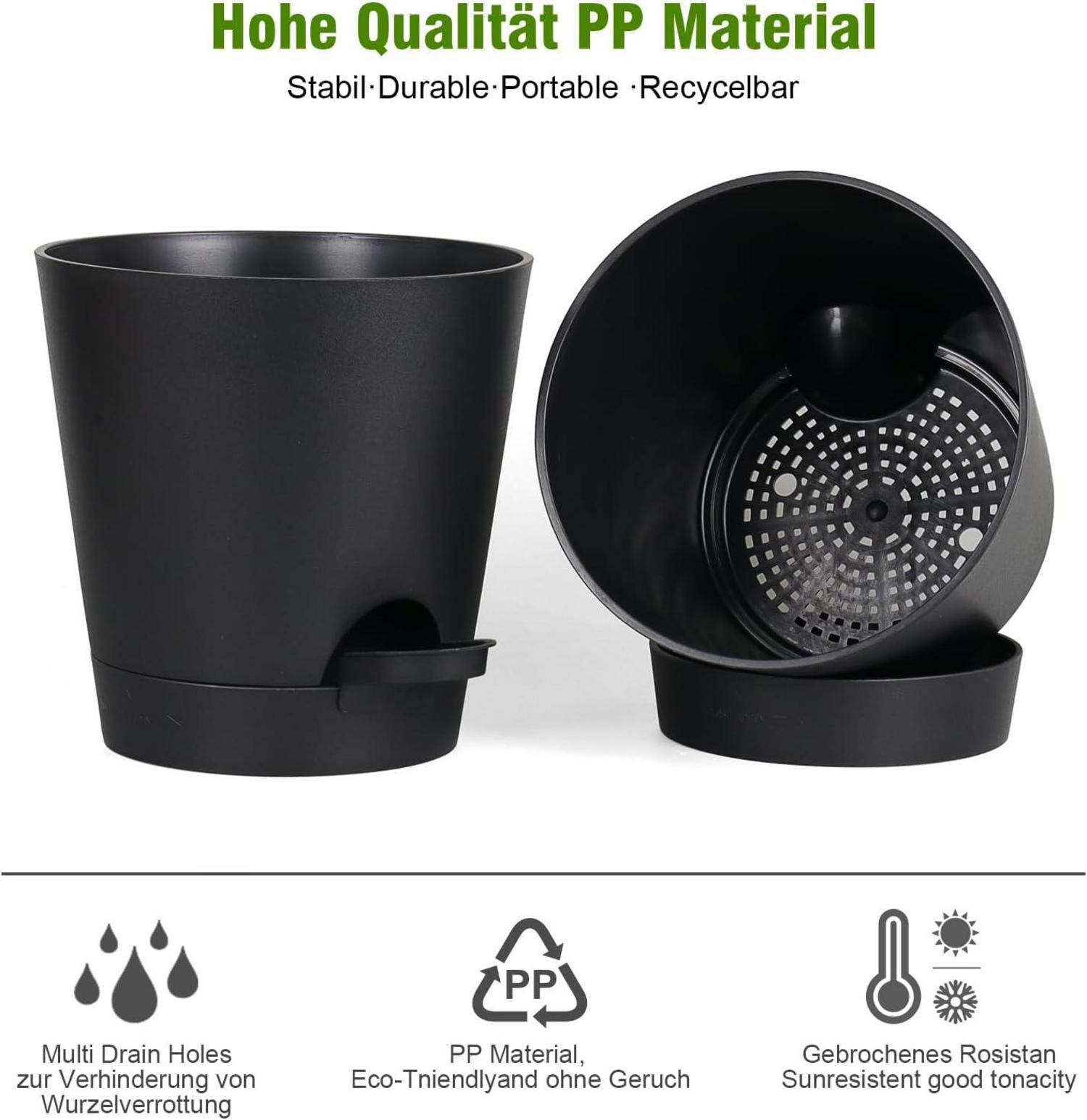 6er Pack Blumentöpfe Selbstbewässernd 12.7-20.3cm Pure Black