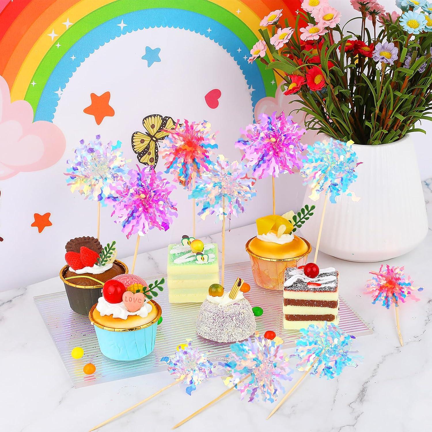 Feuerwerk Cupcake-Topper 10 Stück bunt, Party Kuchendeko