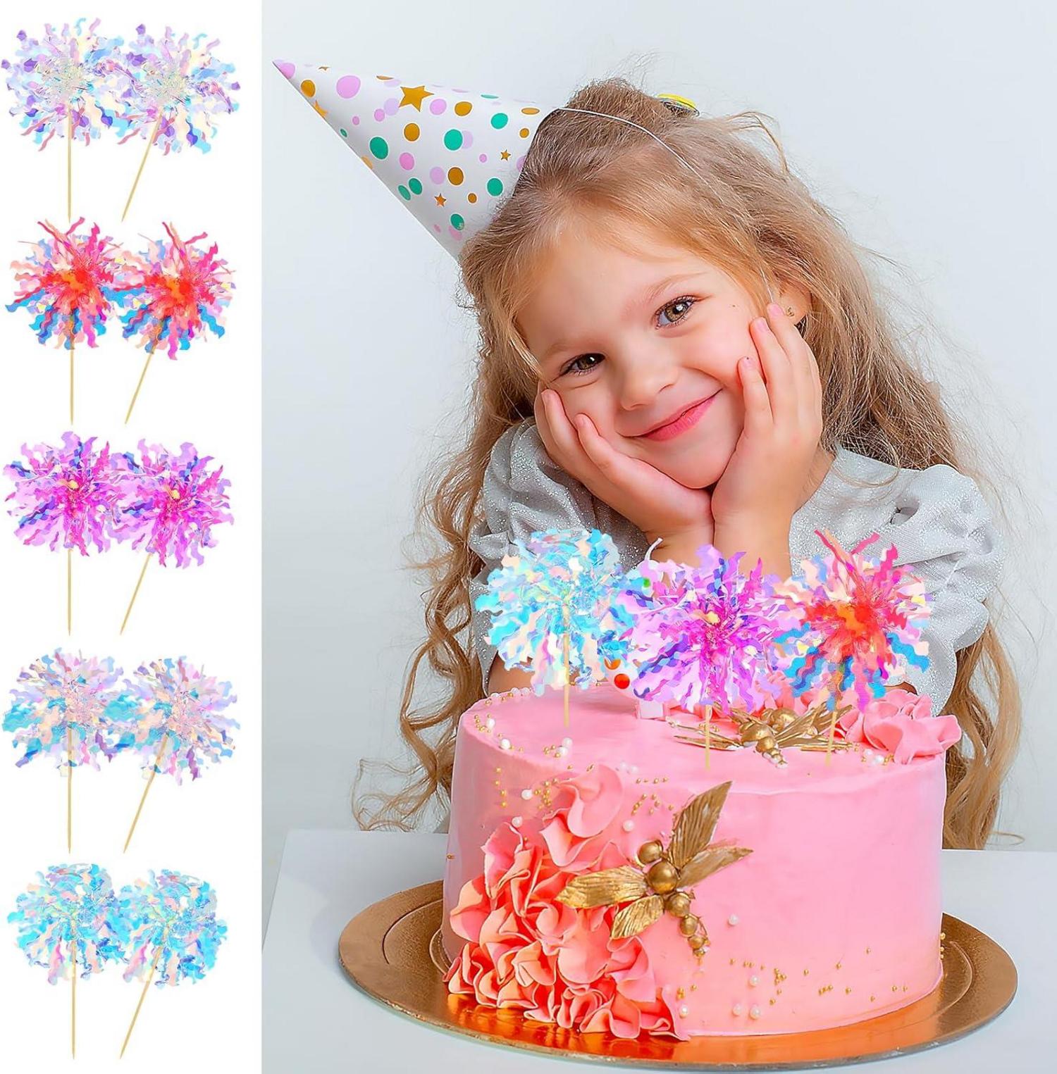 10 Stück Feuerwerk Tortendeko Kuchen Cupcake Geburtstag Hochzeit