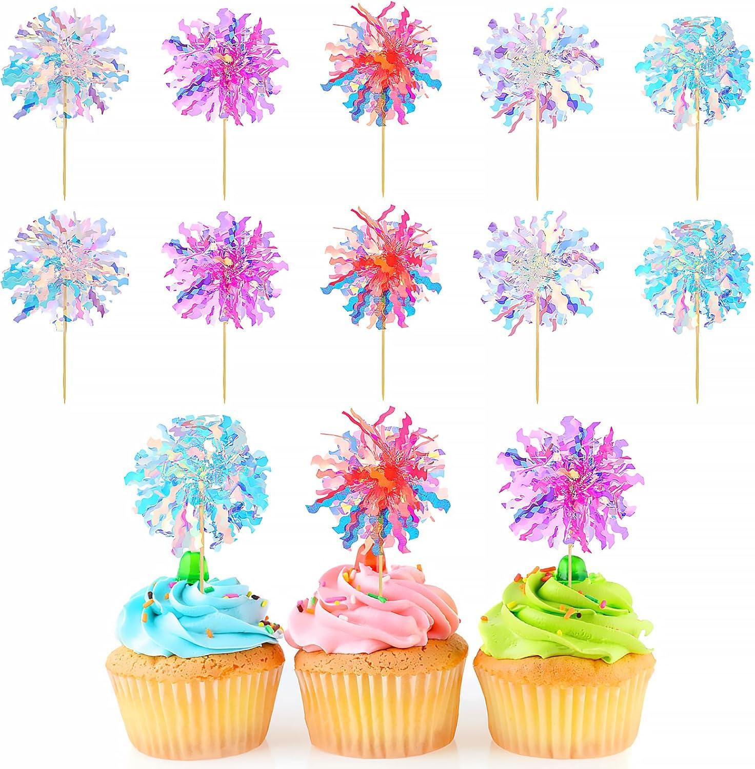 Gjinxi 10 Stück Feuerwerk Kuchen Deko Geburtstag Hochzeit Cupcake Muffin