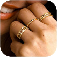 Adramata Vergoldete Verstellbare Ringe Set Offene Bandringe 5er Pack