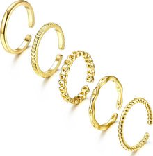 Adramata 5 Stück Goldene Verstellbare Daumenringe-Set