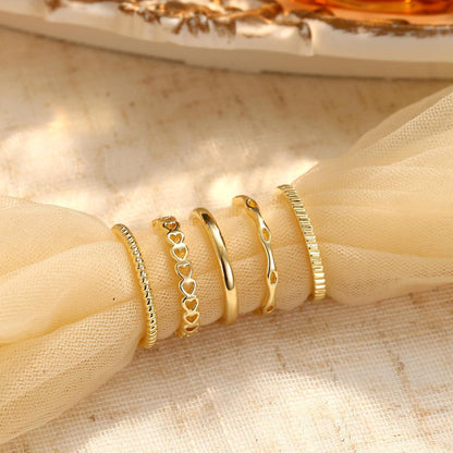 Adramata 5er Ringe Set Frauen 14 Karat Gold Verstellbar Offen Daumen Fingerring