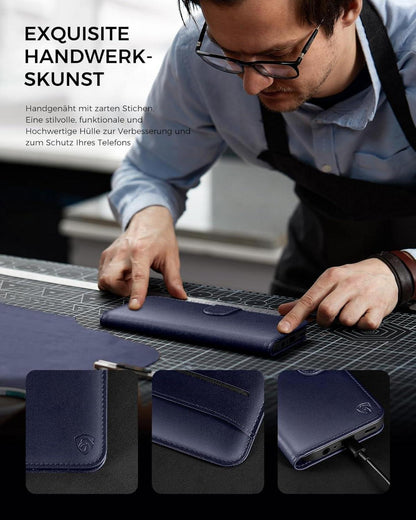 EASDNB Samsung Galaxy S24 5G Handyhülle Wallet Leder Blau