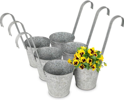 6er Set Hängende Blumentöpfe aus verzinktem Stahl für moderne