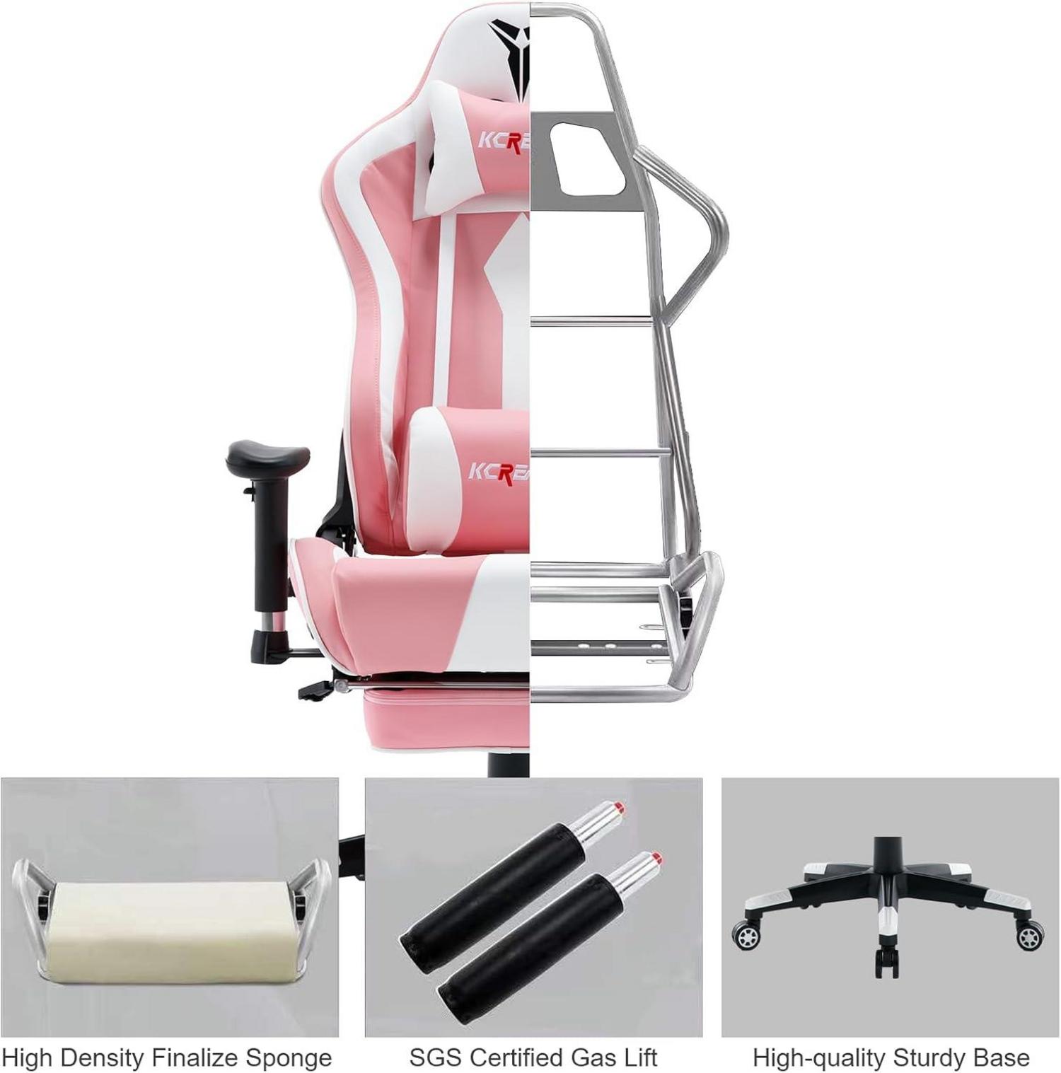 Gaming Stuhl 150kg Belastbarkeit mit Fußstütze Ergonomischer Racing PU