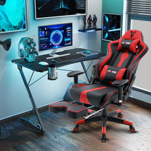 Gaming Stuhl 200kg Belastbarkeit mit Fußstütze, Rot