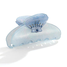 Elegante Muschel-Haarklammer in Blau mit Strasssteinen