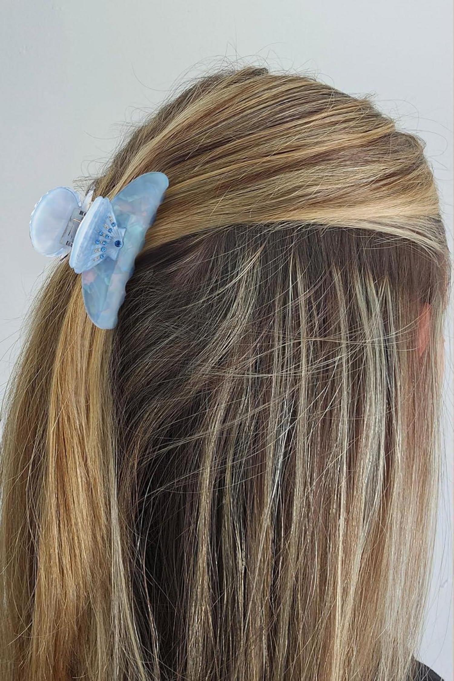 Elegante Muschel-Haarspange Blau mit