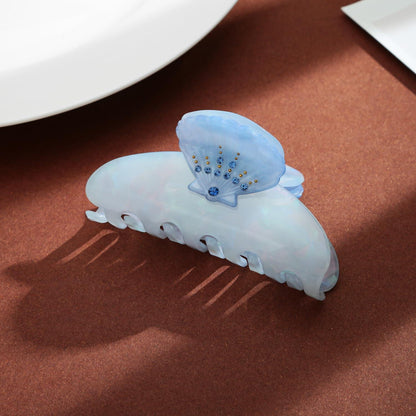 Elegante Muschel-Haarklammer Blau Strasssteine Damen LILIE&WHITE