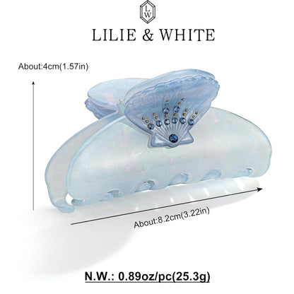 Elegante Muschel-Haarklammer Blau Strasssteine Rutschfest Langlebig