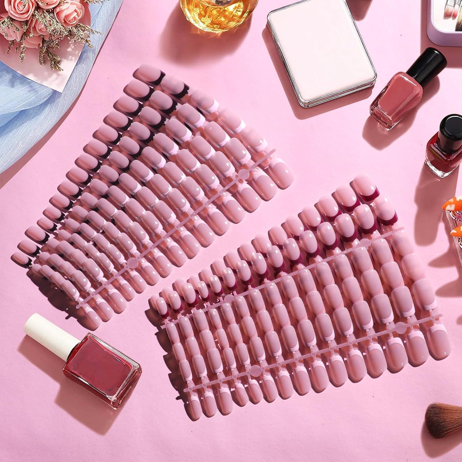 300pcs Eckige Nägel Press on Nails Kurz 5 Farben Glossy Künstliche Nägel