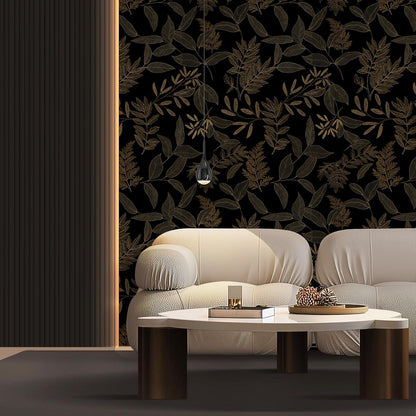 Selbstklebende Tapete Schwarz Gold Blatt PVC Vinyl Möbelfolie 0.4W x