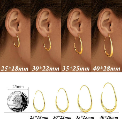 Ovale Edelstahl Creolen Damen Ohrringe 18K Gold Rosegold Weißgold