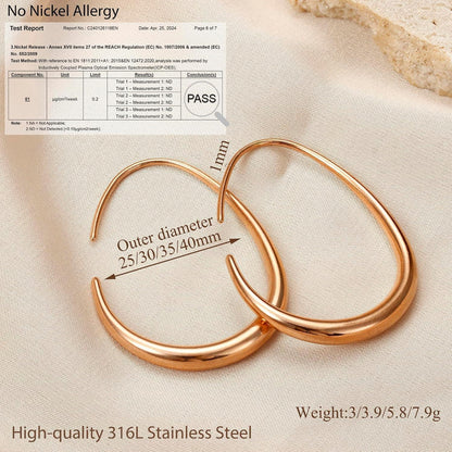 Edelstahl Creolen Damen - 18K Gold/Weißgold/Roségold Ovale