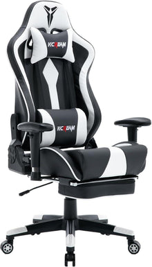 Ergonomischer Gaming Stuhl mit Fußstütze und Lumbalkissen