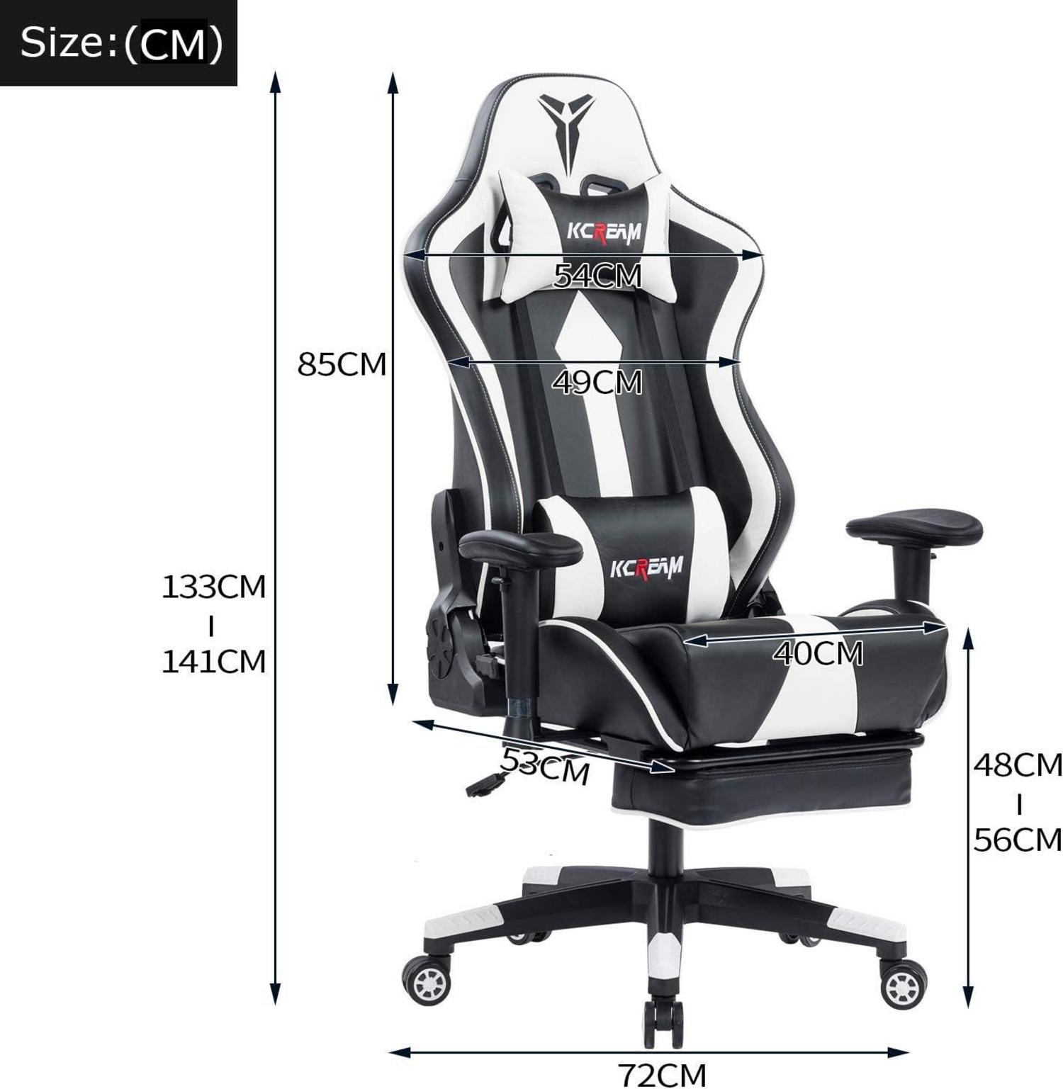 Ergonomischer Gaming Stuhl mit Fußstütze und Lumbalkissen