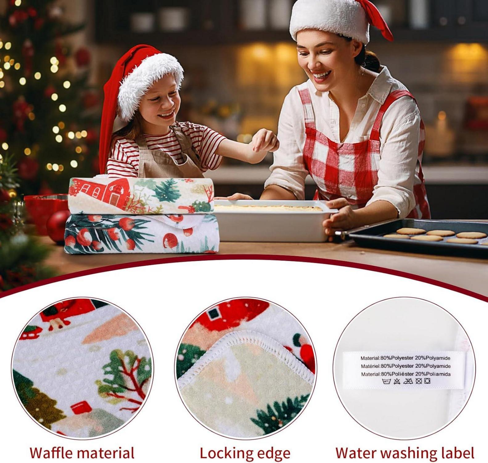 VIVOTE Weihnachten Küchentücher 40x60 cm 2 Stück Saugfähig Weiche Handtücher