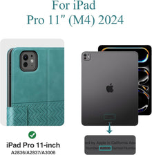 AUAUA iPad Pro 11 Hülle 2024 Grün PU Leder Stifthalter Auto