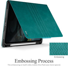Hülle für iPad Pro 11 Zoll M4 PU Leder Grün Stifthalter Auto