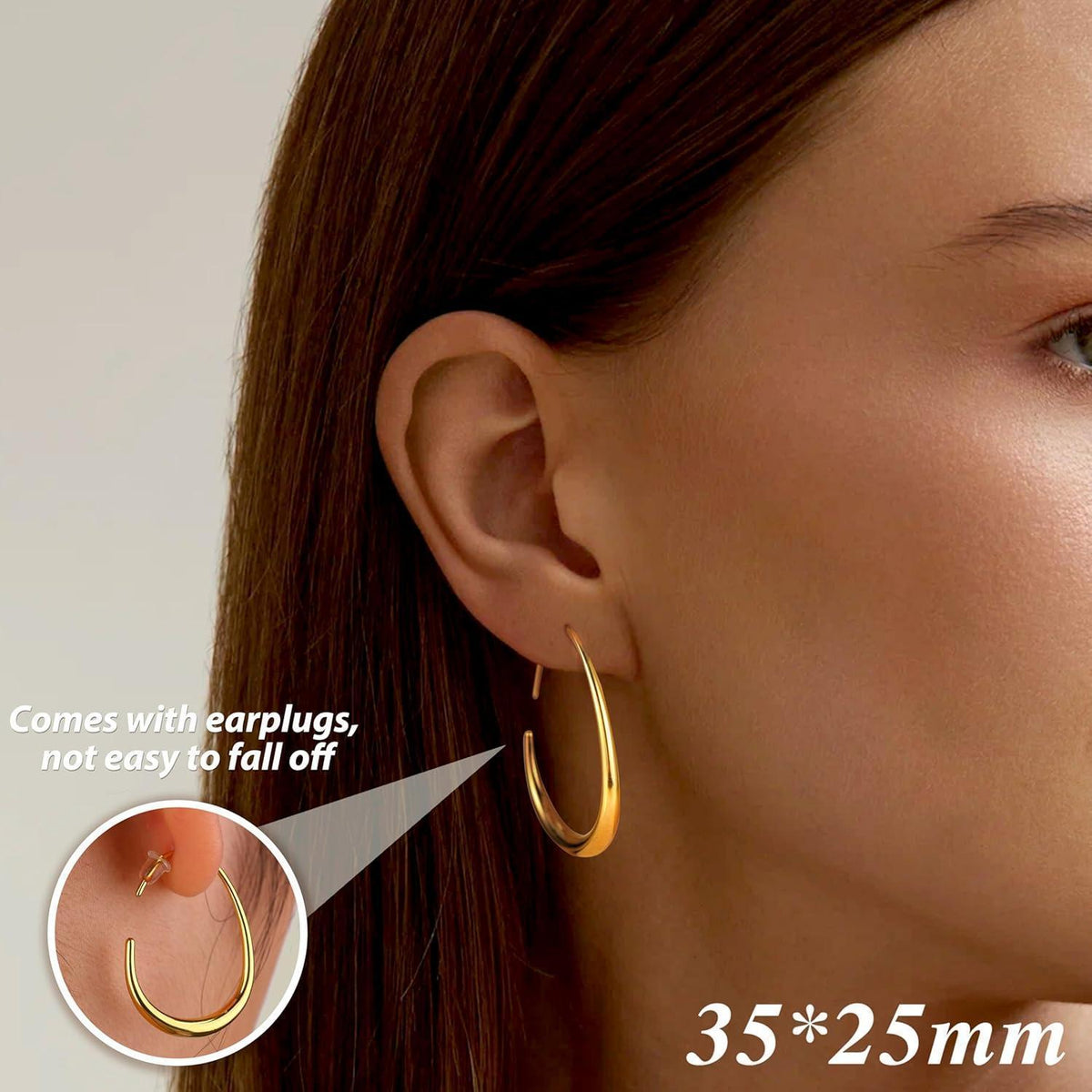 Edelstahl Creolen Damen - 18K Gold/Weißgold/Roségold Ovale