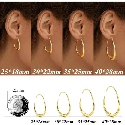 Edelstahl Creolen Damen - 18K Gold/Weißgold/Roségold Ovale