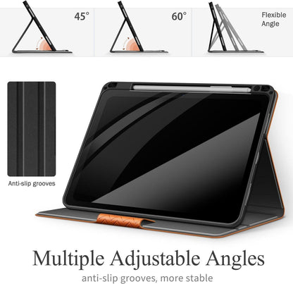 iPad Pro 11 Zoll M4 Hülle PU Leder Braun Stifthalter Auto Schlaf