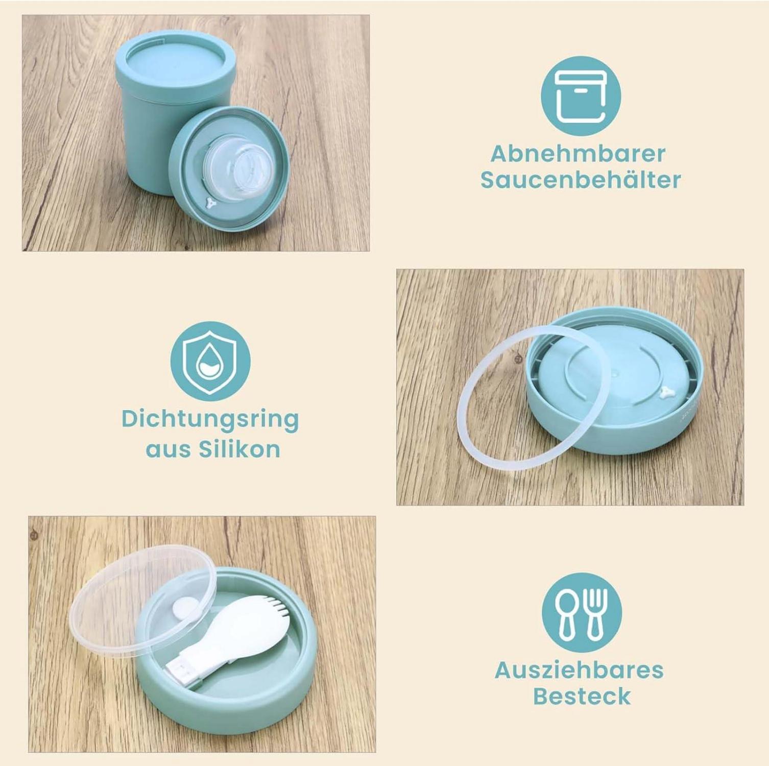 Müslibecher to Go Becher 560ml+360ml Auslaufsicher Blau