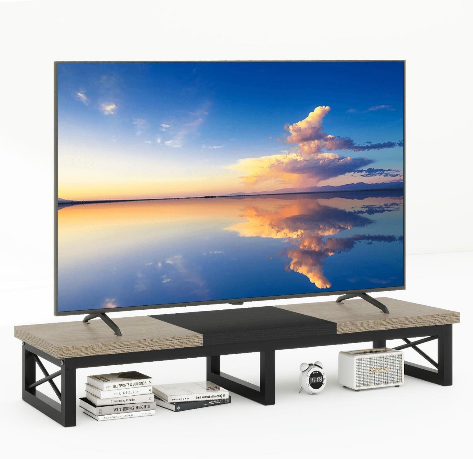TV-Schrank Fernsehtisch 114cm mit 2 Lagerung - Schwarz/Greige