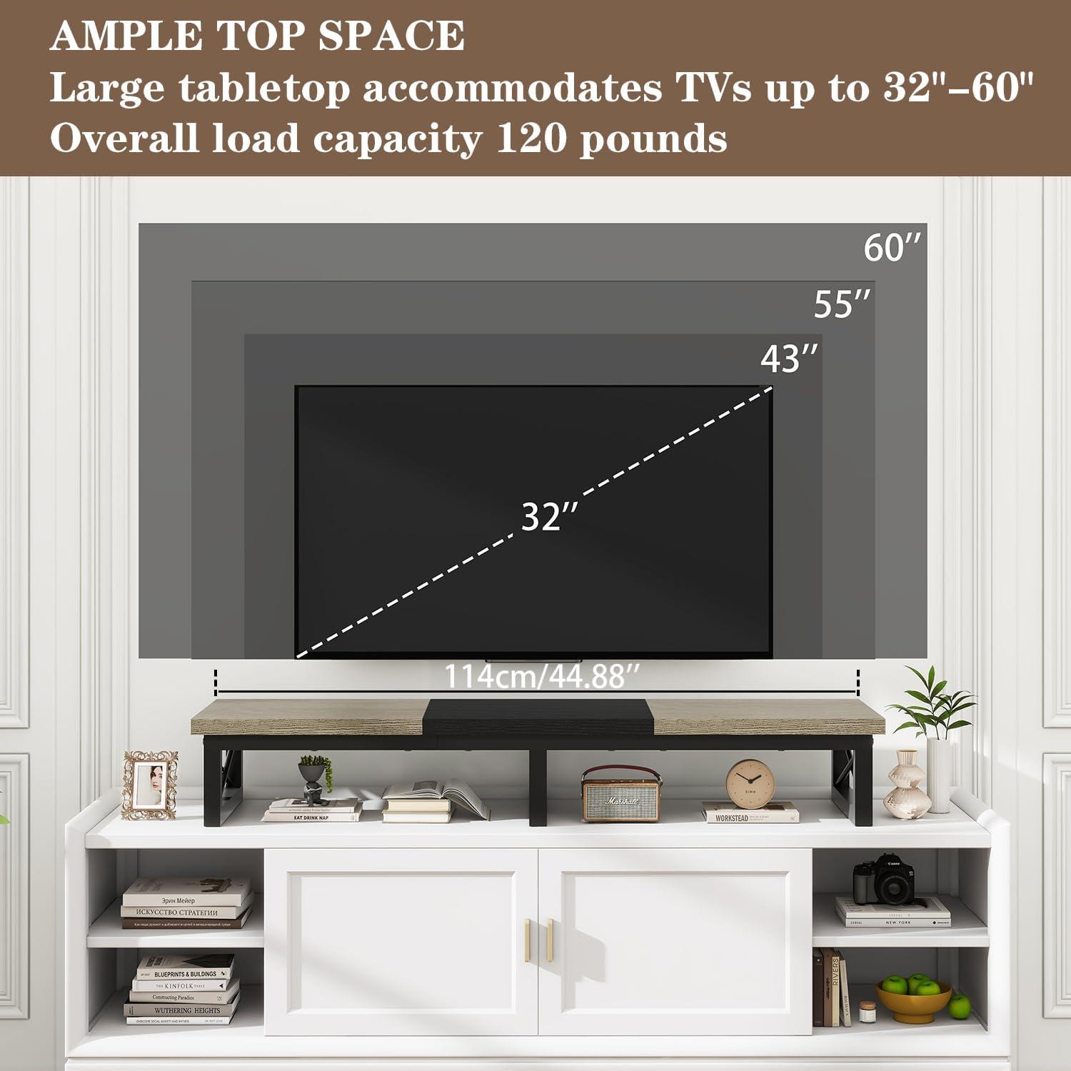 TV-Schrank Fernsehtisch 114cm mit 2 Lagerung - Schwarz/Greige