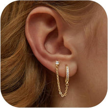 Adramata Ohrringe 925 Silber 14K Vergoldet Zirkonia Doppel Piercing