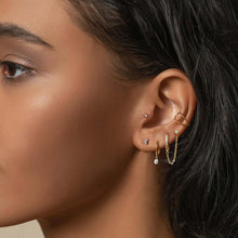 Adramata 925 Silber Doppel Piercing Creolen Kette Zirkonia