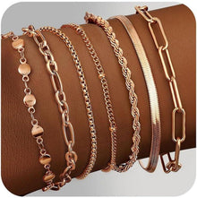 7Pcs Damen Armband Set Edelstahl 14K Vergoldet Verstellbar Silber